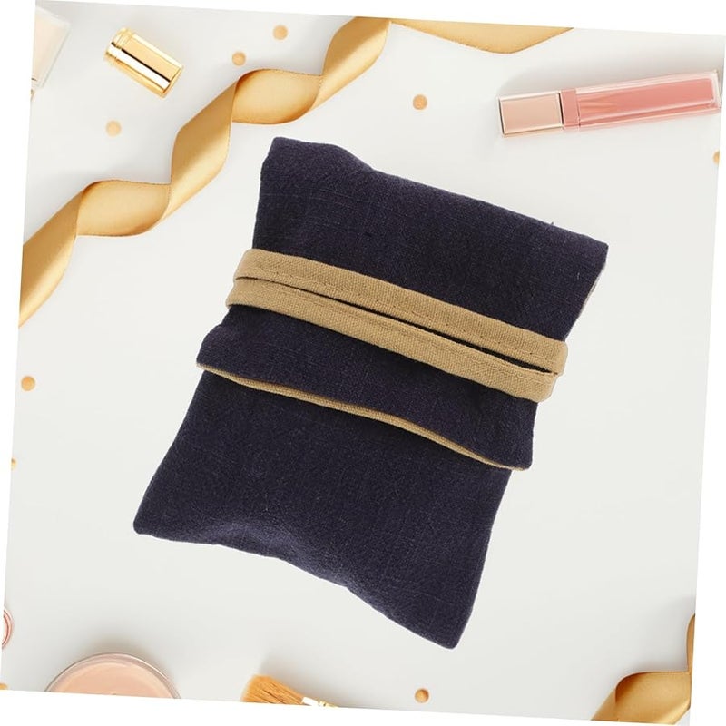 Blue Jewelry Travel Bag Elegant Cotton Linen Pouch Drawstring Storage for Necklaces Bracelets Earrings - Image 5